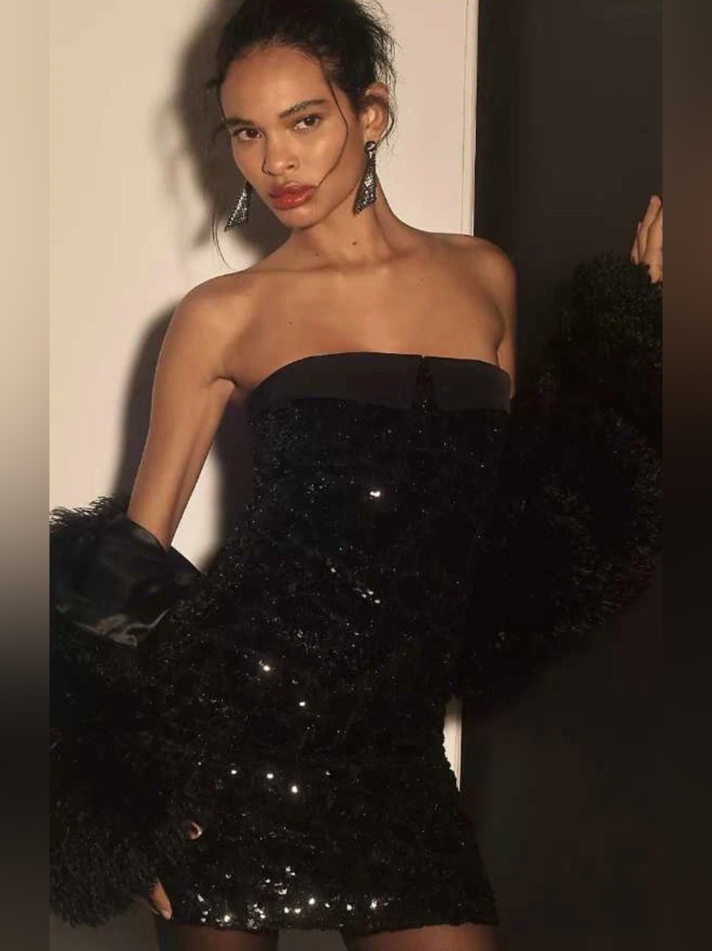 NWT Le Superbe Anthropologie Tux Nominee Sequin Strapless Mini Dress $595 Size 2